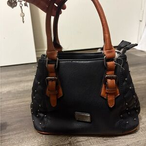 Elegant Black and Brown Satchel